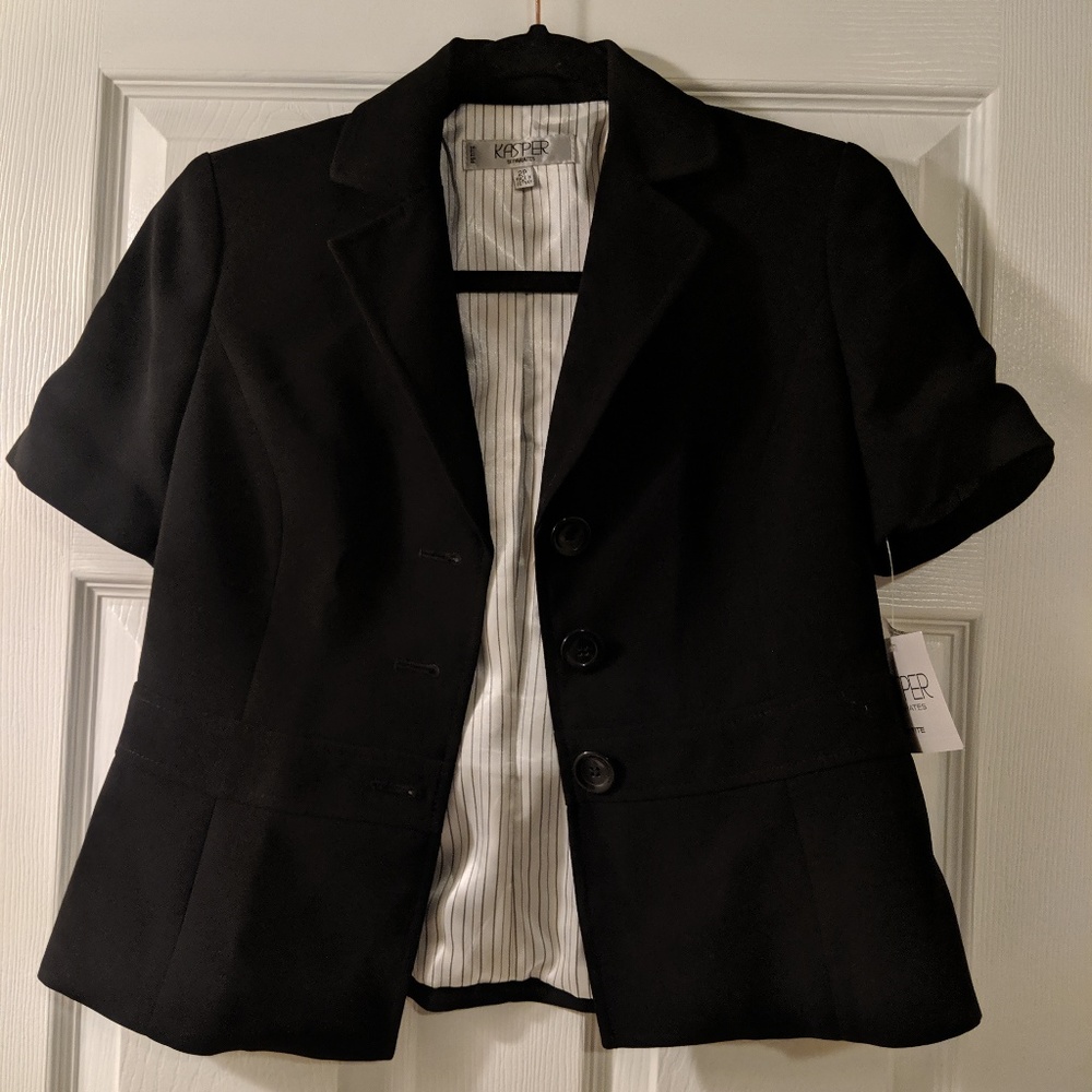 solid black short sleeved blazer